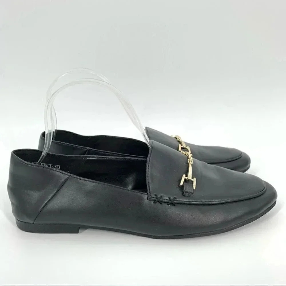 Jenn Ardor flats size 8 38.5 black faux leather horse bit convertible loafers - Picture 15 of 15